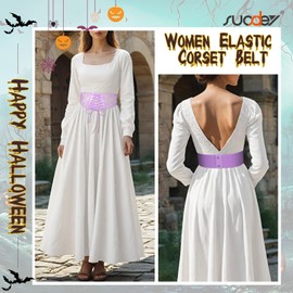 SUOSDEY Womens Lace-up Corset Belt Transparent PVC Lace Vintage Elastic Waist Belt for Dress
