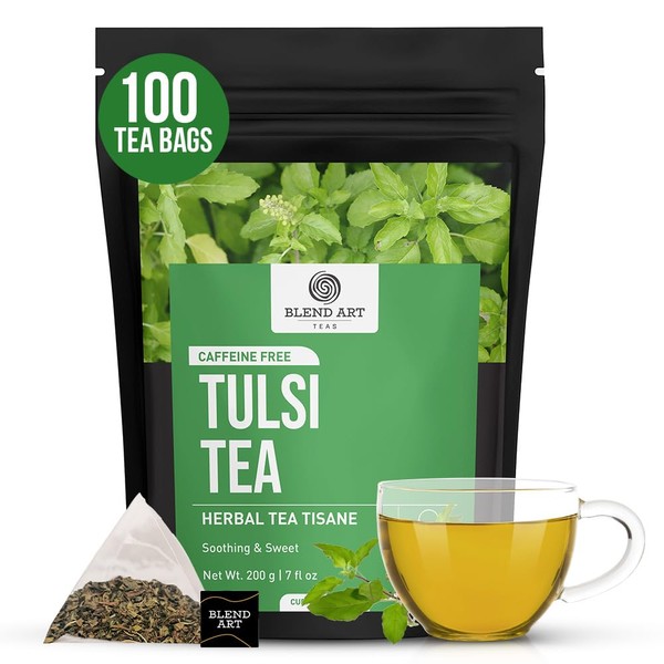 Blendart, Tulsi Holy Basil Tea Bags (100 Count) Caffeine Free,