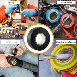Colourful Electrical Tape | Electrical Insulation Tape for Indoor Wiring Harnesses | High Quality Vinyl, Wear-Resistant, Moisture-Resistant, Corrosion Resistant, Alkaline (3, Black)