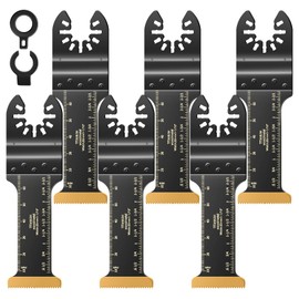 6 Pack Titanium Multi Tool Blades Extra-Long Reach Oscillating Saw Blades Multitool Accessories Kit for Wood Metal Screws Plastic Compatible with Fein Multimaster Makita DeWalt Bosch