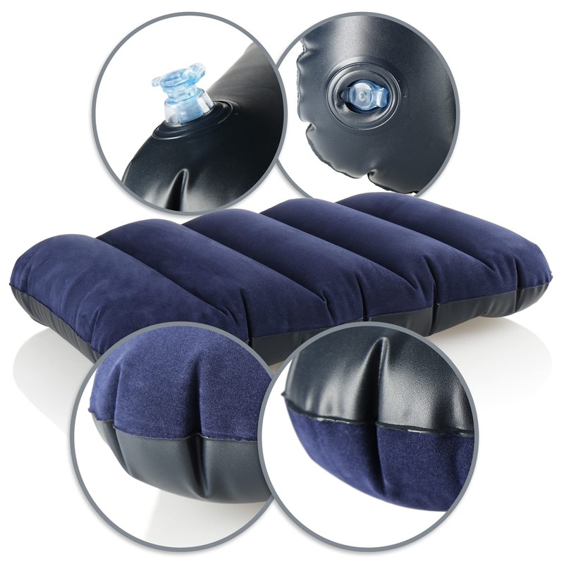 com-four® 2 x Inflatable Cushion - Comfortable Travel Pillow for