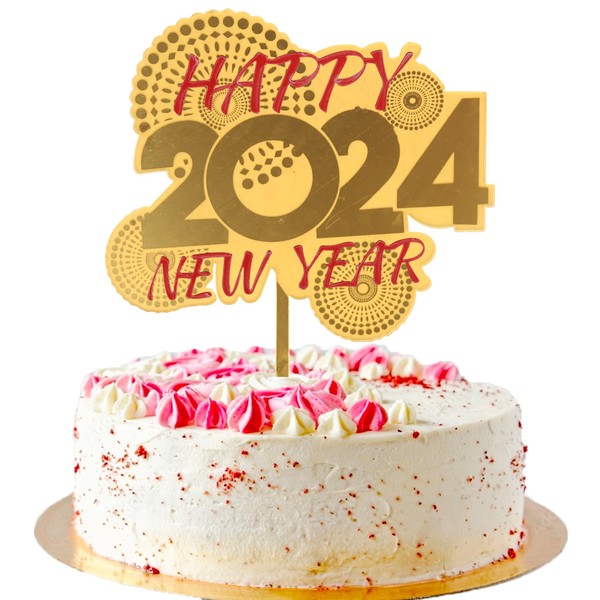 ZHUOWEISM 1 decoración de pastel de acrílico 2024 de feliz año nuevo para decoración de pasteles de 2024 para celebrar la bienvenida 2024 temática de feliz año nuevo suministros de fiesta