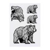4 x 'Geometric Bear' Temporary Tattoos - Water Resistant, Skin-Safe,