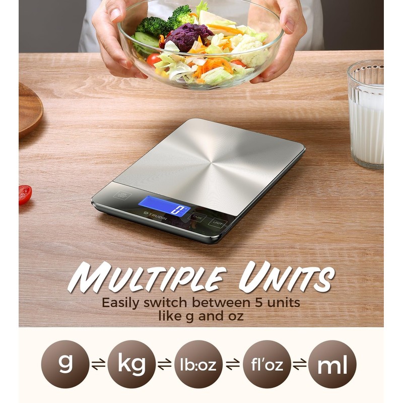 NASA-Grade 33lb Digital Kitchen Scale, Precisely Measures Grams and Ounces