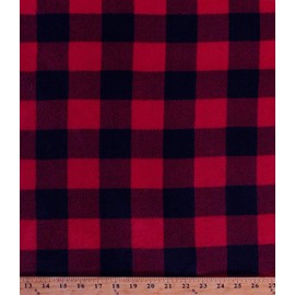 60" Wide Micro Plush Red Black Buffalo Plaid Check Squares Mink-Like Cuddle Feel Fabric by The Yard (A414.25)