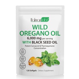 Wild Oregano Oil with Black Seed Oil - 6,000 mg per Serving,seed oils–for Daily Energy Boost Supplement Nutrition oil oregano Organic Healthcare Green Fitness:_Wild Oregano Oil with Black Seed Oil*2