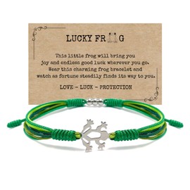 HARACRAFT Lucky Frog Bracelet, Cute and Funny Frog Theme Stuff Jewelry Tween Gift Ideas, Green Surfer String for Women, Men, Friendship, Christmas (Frog)