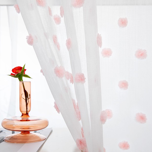 MYSKY HOME Curtains with Eyelets Living Room Curtain Transparent Decoration