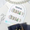 TENPAL Christmas Press on Nails Short Square Glitter Green Christmas