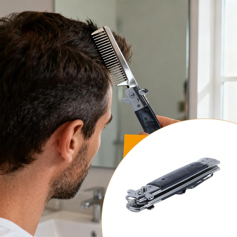 Ausi Stainless Steel Spring Comb Foldable Pocket Brush Oil Hair