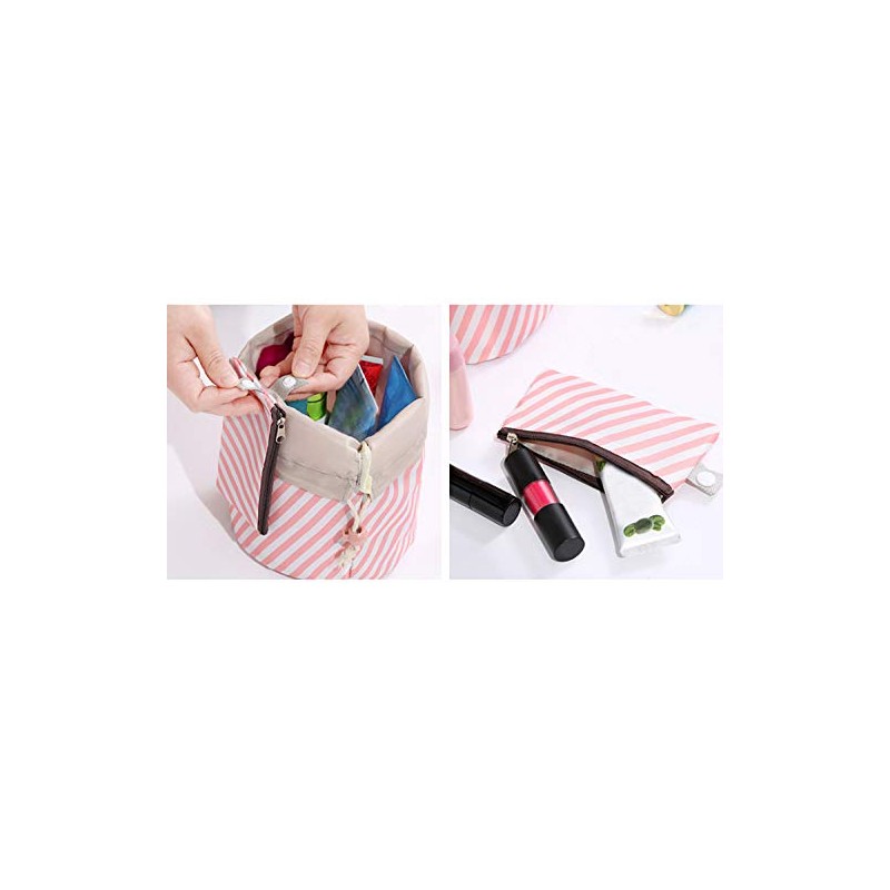 Makeup Bags for Women, Waterproof Round Travel Drawstring Make Up