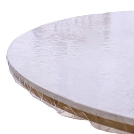 Clear Round Vinyl Fitted Tablecloth Waterproof Oilcloth Heavy Duty Elasticized Table Cover Elastic Edge Design Plastic Tablecloth Protector for Round Table
