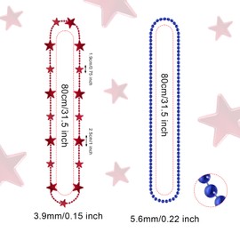 SUMERSHA 30pcs 4th of July Beads Necklaces Red White Blue Beaded Necklace Star Necklace for Independent Memorial Day Parade Accessory Patriotic Crafts Party Supplies