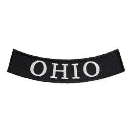 PatchStop State of Ohio Bottom Rocker Patches for Jackets Motorcycle Vests Backpacks Hats Tactical - Small 4x1.25in Black and White Iron On Sew On Biker Emblem - United States Souvenirs Travel Gifts