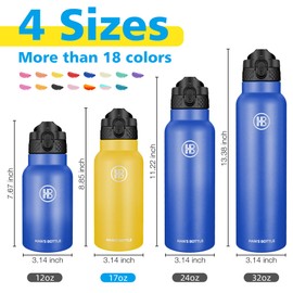 Han's Bottle Kids Water Bottle with Straw Lid - Insulated Stainless Steel Reusable Tumbler for Girls,Boys,Thermo Mug,17oz,Ginger