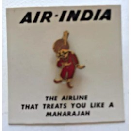 Vintage Maharaja Air-India / Indian National Airlines Logo Figure Lapel Pin, New