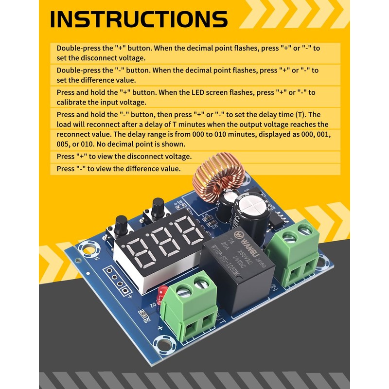 Seloky 10PCS Digital Low Voltage Disconnect Switch 12V-36V DC Over-Discharge