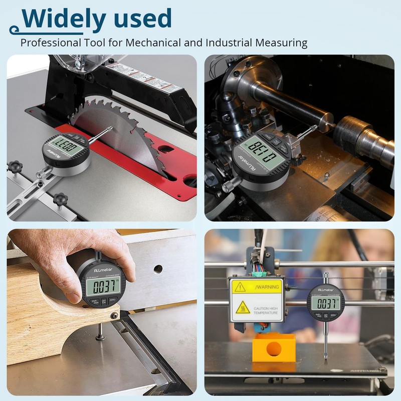 ALLmeter DTI Digital Dial Test Indicator, 0.01mm/0.0005" Resolution, 0-25.4mm/1" Measuring
