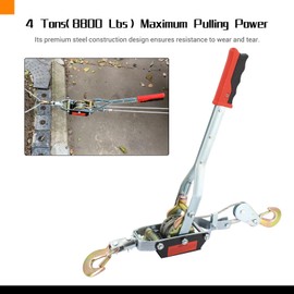 VAIDPRO 4 Ton Come Along Winch, Heavy Duty 2 Hook Steel Cable Dual Gear Power Puller, Automotive Hoist Winch Puller Tool for Moving Boats, Securing Items, Transporting Logs, 8800 LBS Load Capacity