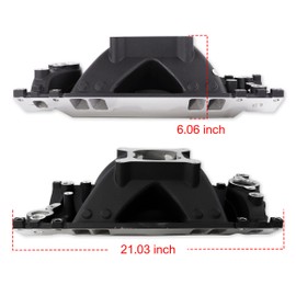 JGhyperX PC2033 Intake Manifold Aluminum Single Plane High Rise Compatible with Chevy Small Block Vortec GEN1 2913 SBC 350 262-400 V8 3000-7500 RPM (B-2033 Black)