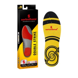 SORBOTHANE Double Strike Insoles for Men and Women Antibacterial Shock Absorption & Heel Support Insoles, Size 8 UK, 42 EU, Yellow