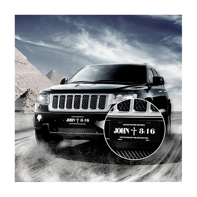 BLVD John 3:16 Religious Cross Metal License Plate Including Mounting