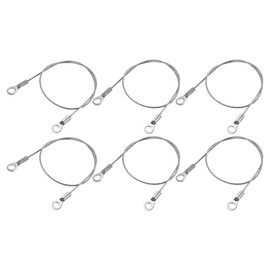 M METERXITY 1.5mmx30cm Lanyard Security Cable Ropes 6pcs, Apply to Outdoors (304 Stainless Steel, Silver)