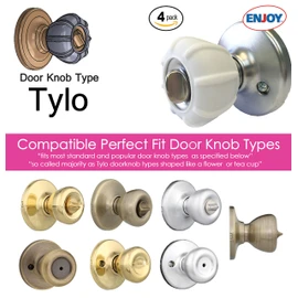 New Enjoy Cover - Door Knob Cover Grips Non Slip Arthritis & Senior Living Aids Grippy Easy Open Decorative. Simple Functional Effective Solution- 4 Pack (White, Tylo)