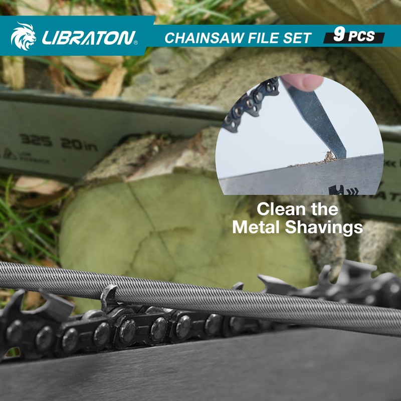 LIBRATON Chainsaw File Set, 5/32", 3/16", 7/32" Chainsaw Sharpening File,