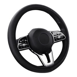 Lotatheta Steering Wheel Cover - Microfiber Leather Anti-Slip Universal Faux Leather Black