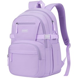 WINDARS Backpack for School Girls, Cute High School Backpacks for Teens Women Student Large Bookbag 15.6 Inch Laptop Bag with USB Charger Port for College Work Travel Trip (Purple)