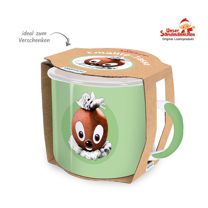 Trötsch Unser Sandmännchen Emailletasse Pittiplatsch: Kaffeetasse Teetasse Geschenkidee Geschenk Tasse