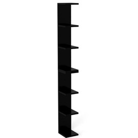 7 Tier Black Floating Shelves, Wall Shelf Unit for Wall Decor Vanity Bedroom Living Room, Vertical Wall-Mount Shelves, Narrow Storage Shelving, 4-Tier Lack Display Shelf, 35.9 x 7.9 x 7.9 in Set of 2
