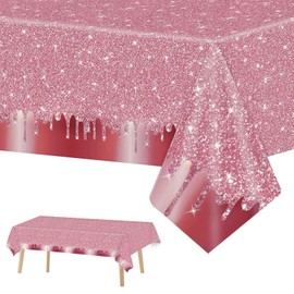 137 x 274 cm Rose Gold Party Tablecloths Waterproof Plastic Tablecloth with Sequins for Girls Women Birthday Party Rectangular Party Tablecloth for Birthday Baby Shower Wedding Party Decoration