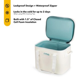 RTIC Soft Cooler 30 Can, Insulated Bag Portable Ice Chest Box for Lunch, Beach, Drink, Beverage, Travel, Camping, Picnic, Car, Trips, Floating Cooler Leak-Proof with Zipper, Ivory