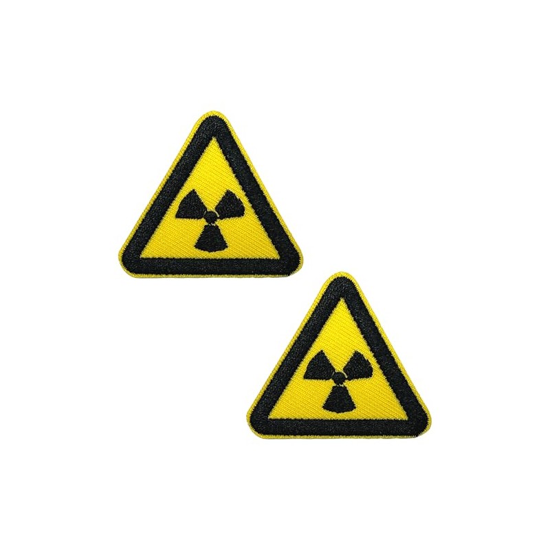 2 X Radiation Radioactive Hazard Triangle - Iron On Embroidery