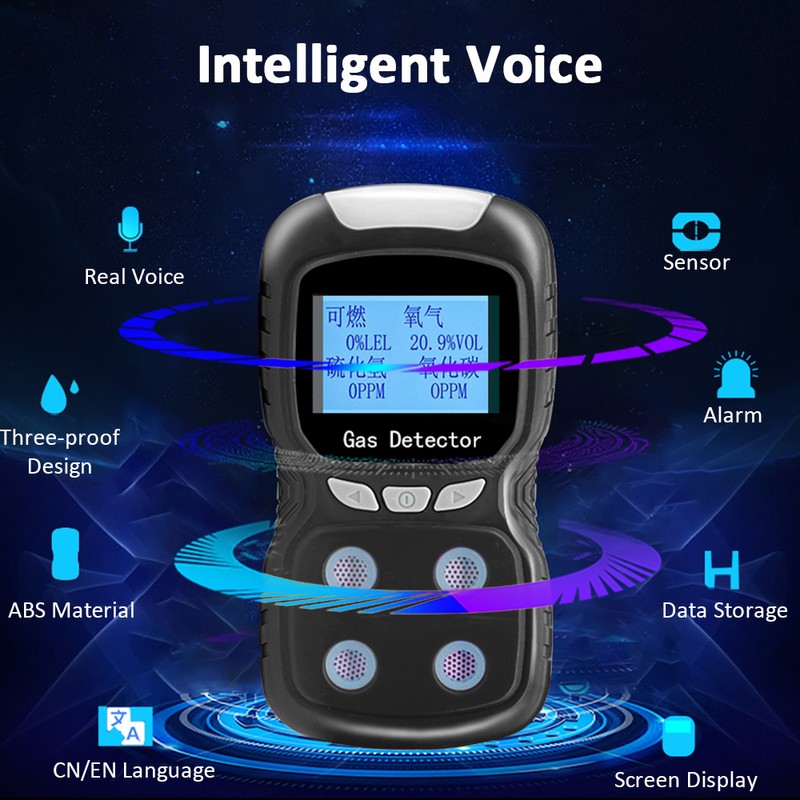 4 in 1 Gas Detector CO Monitor Digital Handheld Toxic