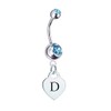 Letter D Silver Heart with Light Blue CZ Crystal Silver