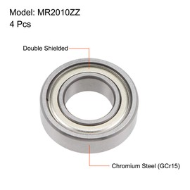 sourcing map MR2010ZZ Deep Groove Ball Bearings 10mm x 20mm x 6mm Double Shielded Chrome Steel P0(ABEC1) 4pcs