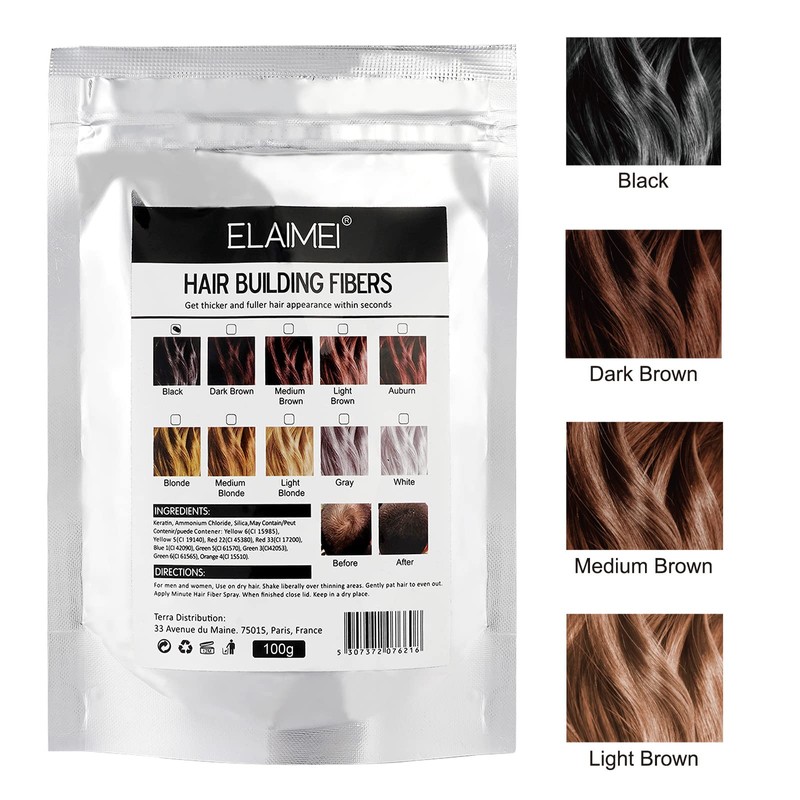 Hair Fibers Spray Refill Powder 100 Grams,Medium Brown,Thinning Fine Hair