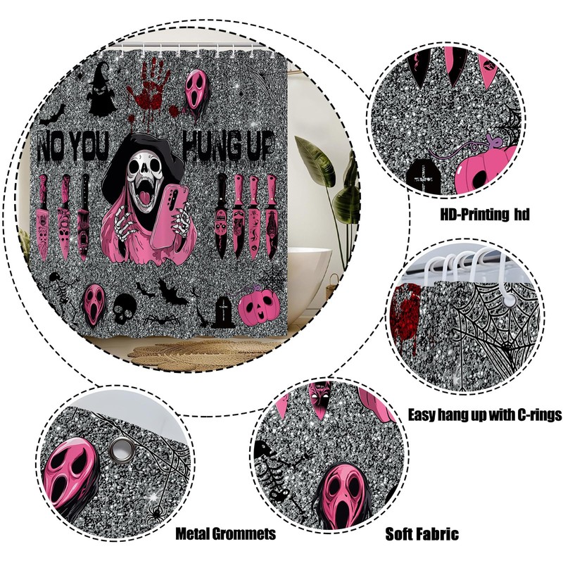 Halloween Shower Curtain Scary Face Funny Ghost Gothic Spooky Party