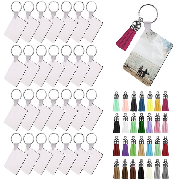LUTER 56 Pcs Sublimation Blank Keychain Kit Including Heat Transfer