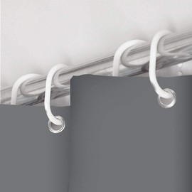 WOODFIB Shower Curtain, 100% PEVA Waterproof Anti-Mould Proof Resistant, Quick-Drying, Washable Bathroom Curtain, Includes 12 Pcs Curtain Hooks, 180 x 200 cm (Grey)