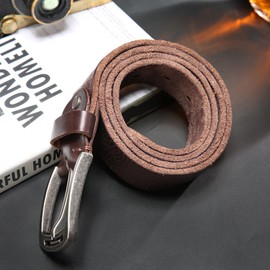 HZHY Men's Belt Leather,100% Full Grain Leather with Anti-Scratch Pin Buckle,Great for Jeans & Casual Wear & Cowboy Wear & Work Clothes (125cm (38''- 42''), Type 3)