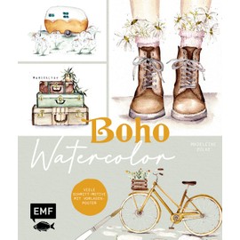 Boho Watercolor: Aquarell-Motive Schritt für Schritt im Vintage-Look malen – Mit Vorlagen-Poster