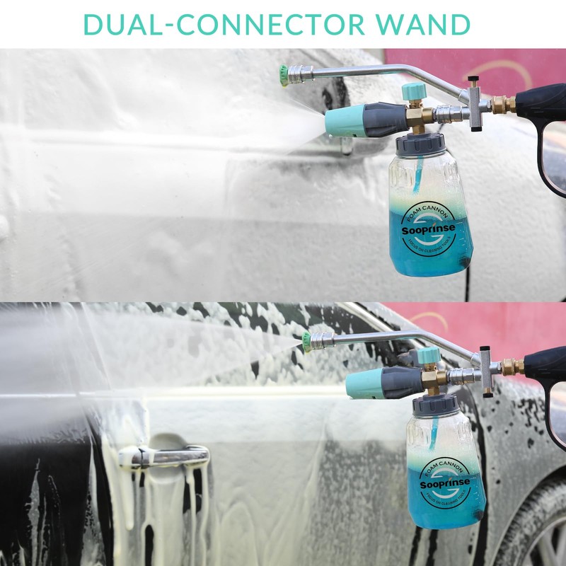 Sooprinse Pressure Washer Foam Cannon with Dual Connector Accessory, Power
