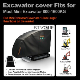 Mini Excavator Cover，Mini Excavator Covers Waterproof Heavy Duty for Bobcat/Kubota/John Deere 17 P/Takeuchi/Yanmar，600D Oxford Cloth, Dustproof, Universal Cover