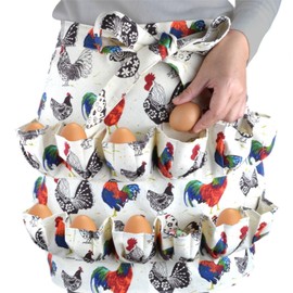 HICHBRLICH Egg Collecting Apron with 12 Deep Pockets, Gathering Holding Apron for Chicken Hen Duck Goose Eggs