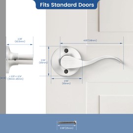GOBEKOR 1 Pack Brushed Nickel Dummy Lever Satin Nickel Door Handle Wave Right-Handed Door Lever Non-Turning Lock Half Dummy Handles for French Doors