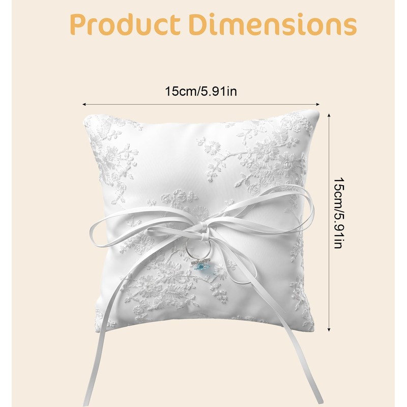 Ring Pillow, Ring Pillow for Rings Bearer Ceremony with Bowknot